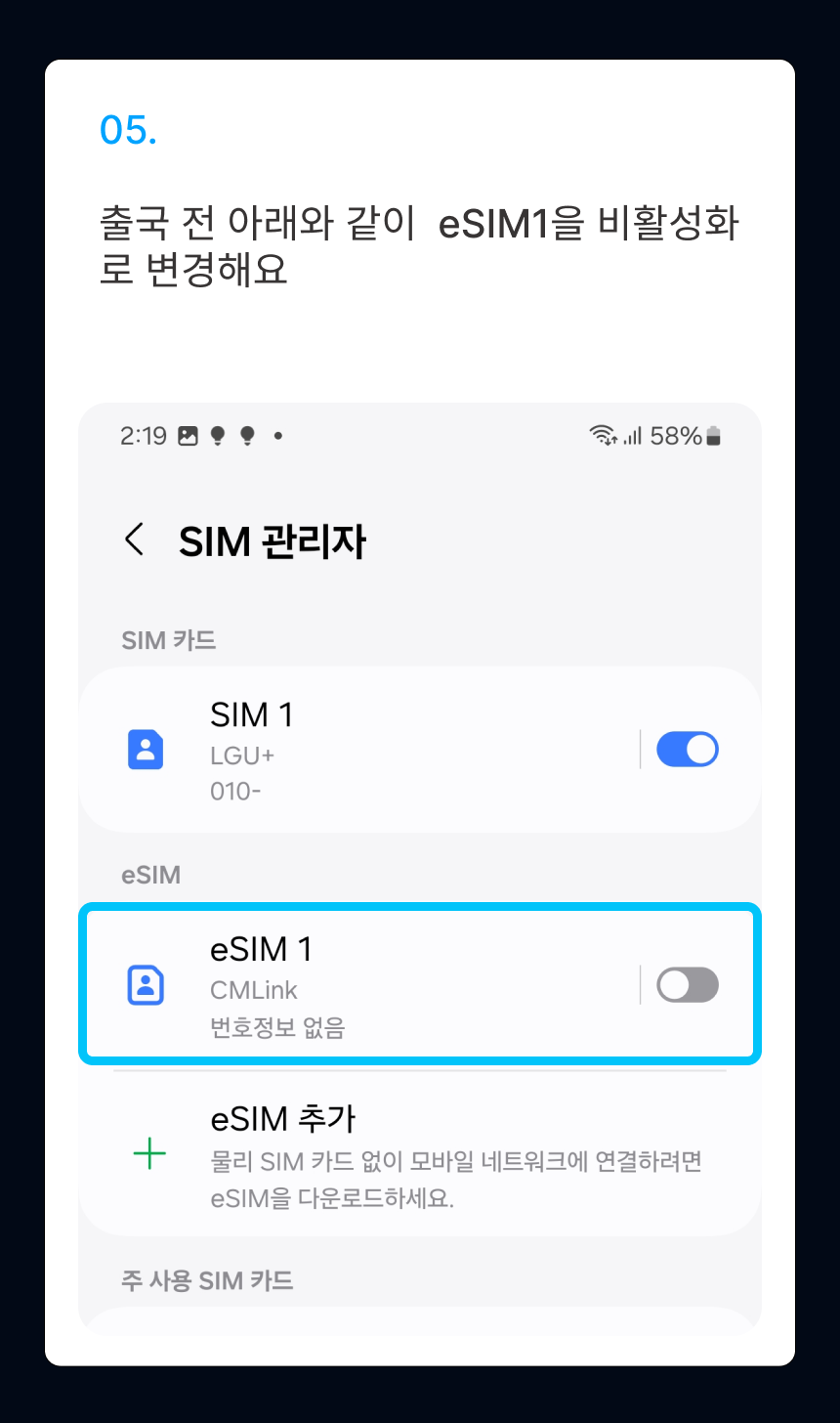 eSIM 설치 가이드