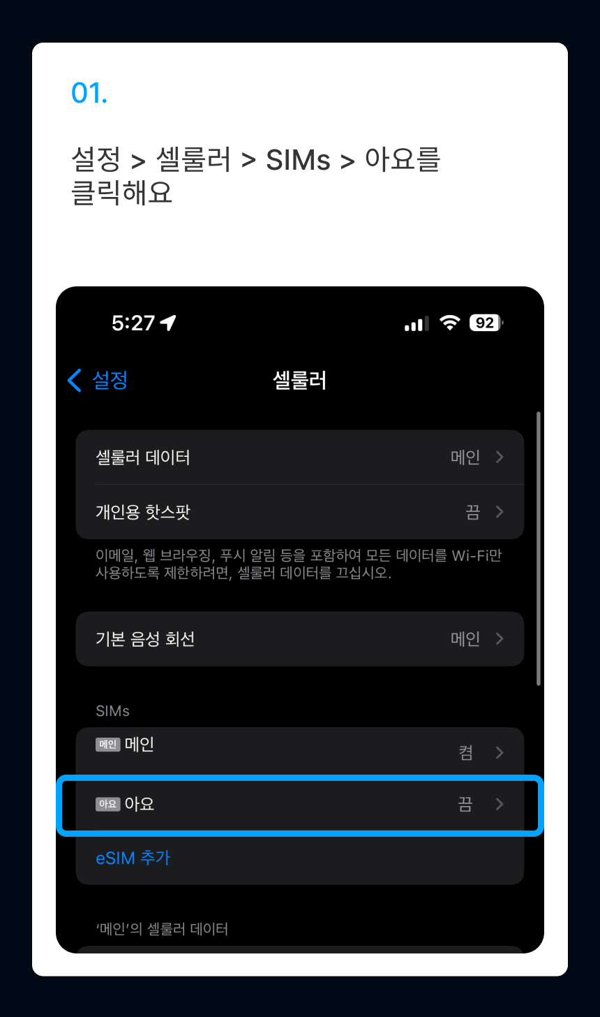 eSIM 설치 가이드